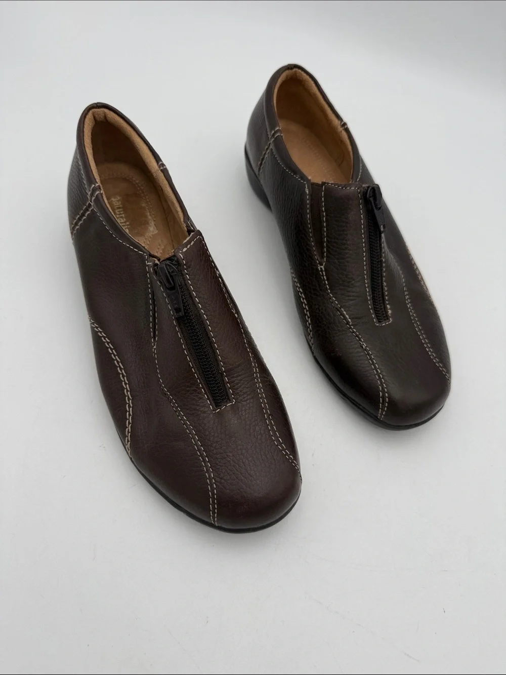 Naturalizer Men's Dark Brown Front-Zip Slip-On Loafers women 8M casual office